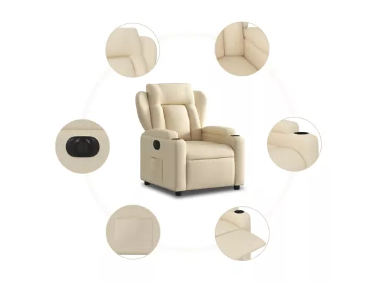 Fauteuil inclinable électrique Crème Tissu