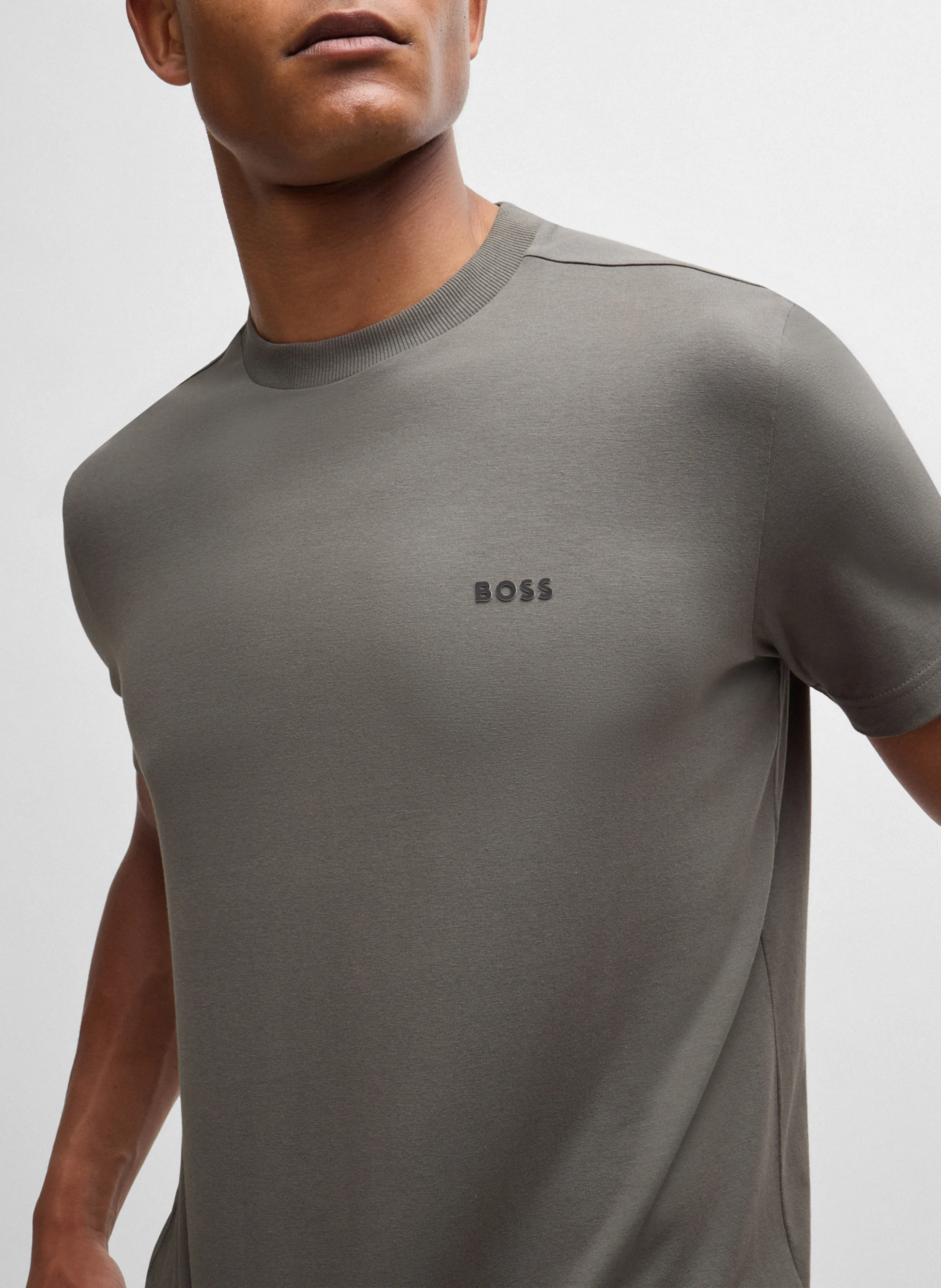 Tee-shirt col rond en coton mélangé | Argent