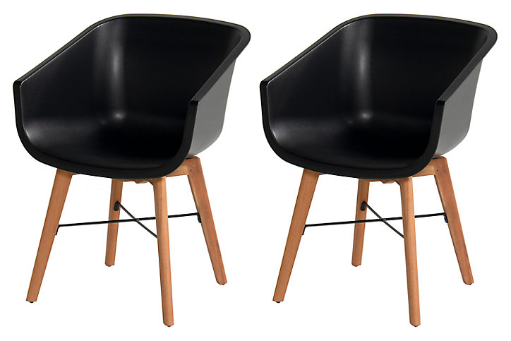 Chaise de jardin en résine Amalia noire (lot de 2)