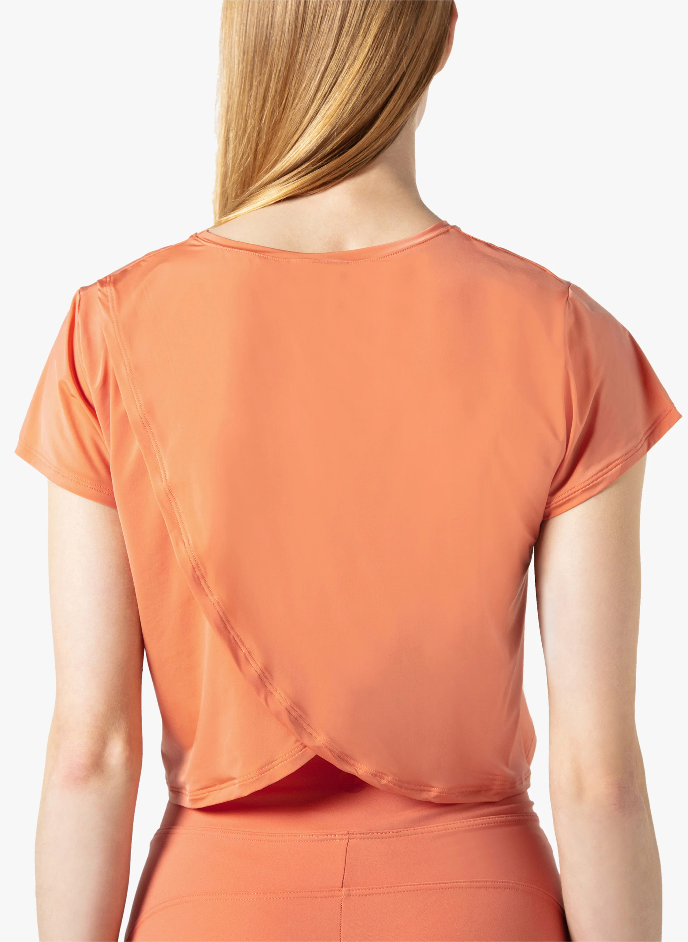 Top droit col rond dos croisé | Orange