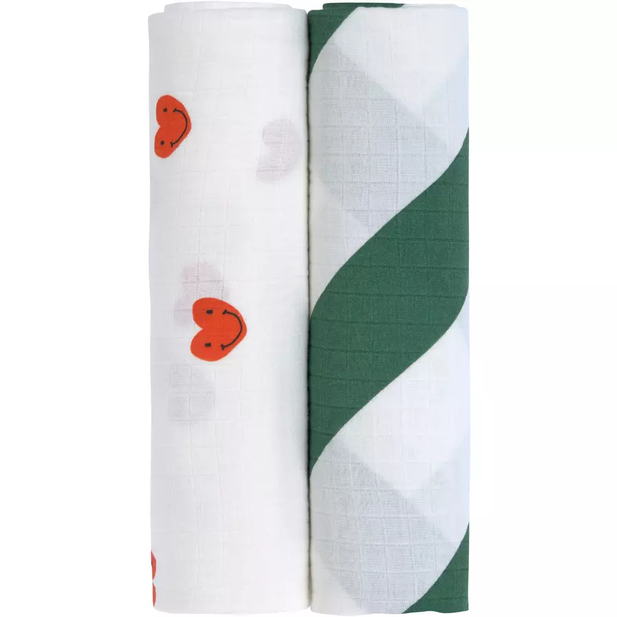 LÄSSIG Mulltücher XL 2er Pack Happy Rascals 120 x 120 cm