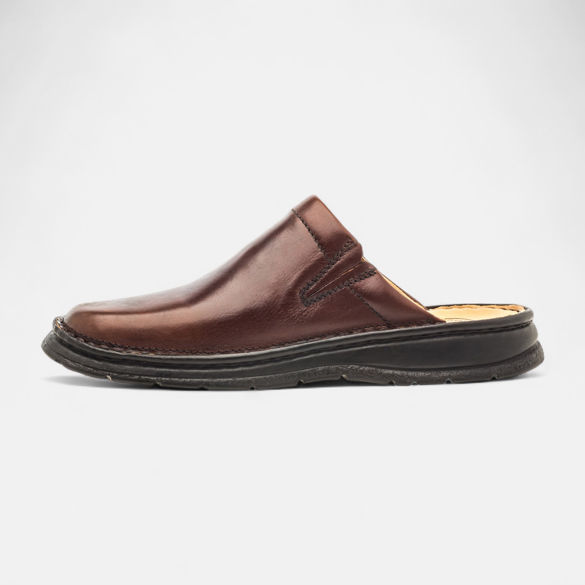 Sabots Homme en cuir cognac
