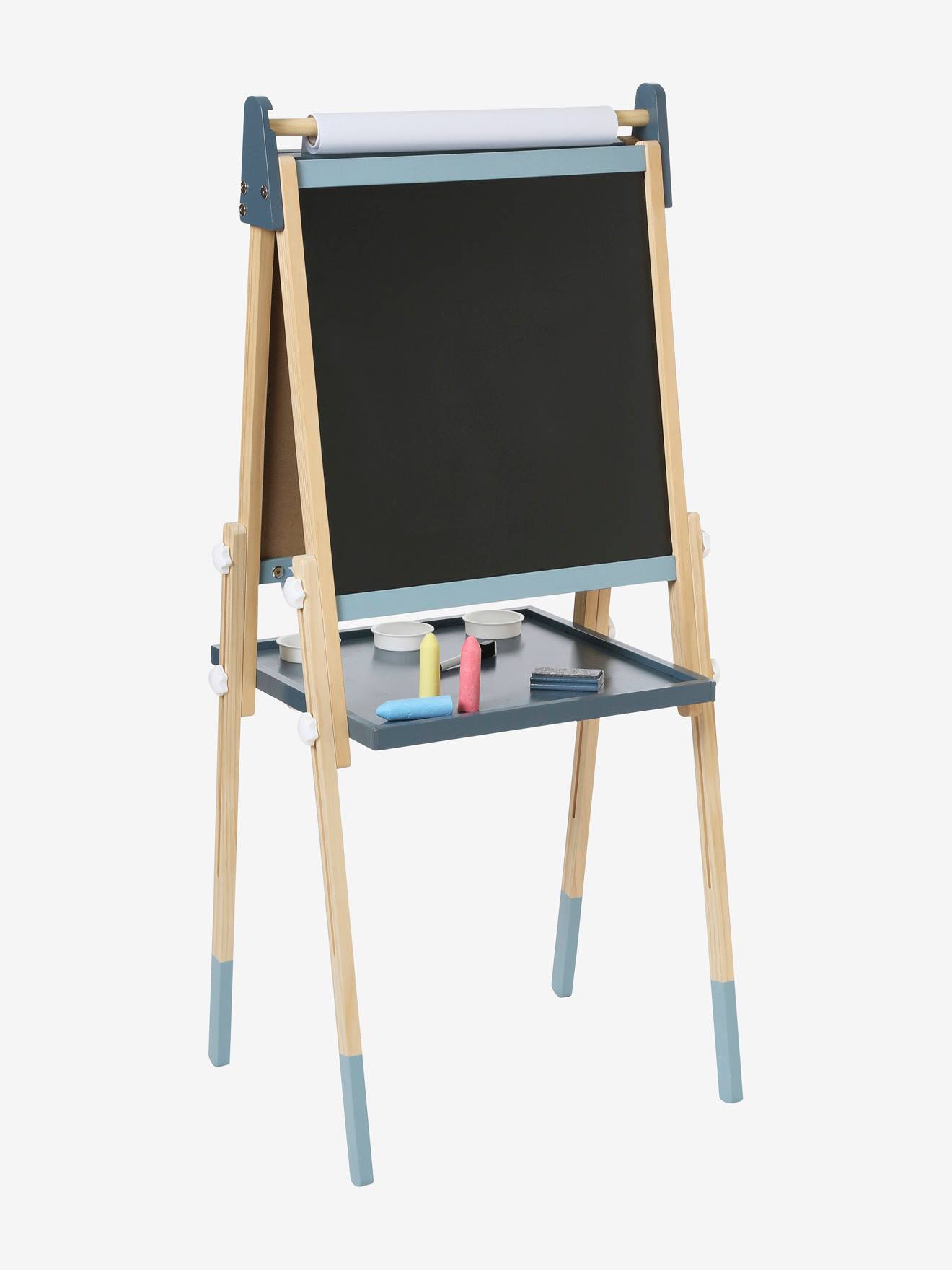 Quadro branco/quadro magnético 3 em 1, dobrável e com altura ajustável, feito de madeira com certificação FSC®, multicolorido.