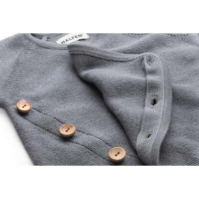 Baby-Strampler Merinowolle, Rauchblau