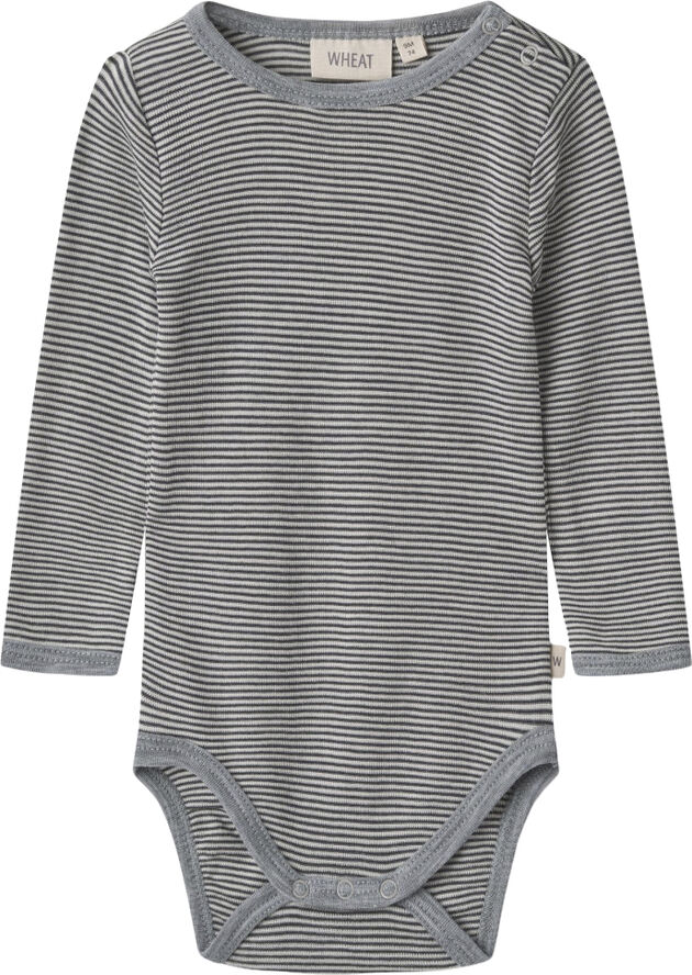 Wheat Langærmet Uld Body Navy stripe