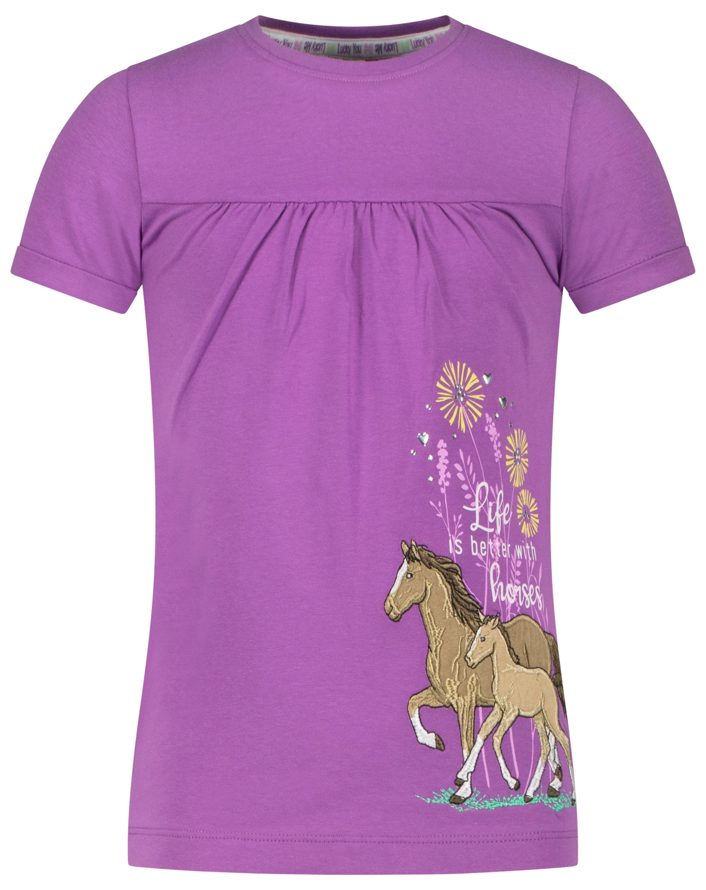 T-Shirt  BETTER WITH HORSES in sweet purple