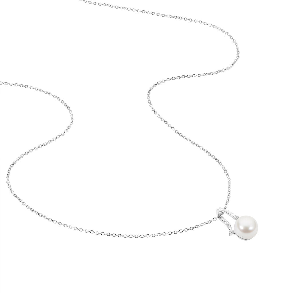 Collier Albine Argent Blanc Perle De Culture Et Oxyde De Zirconium