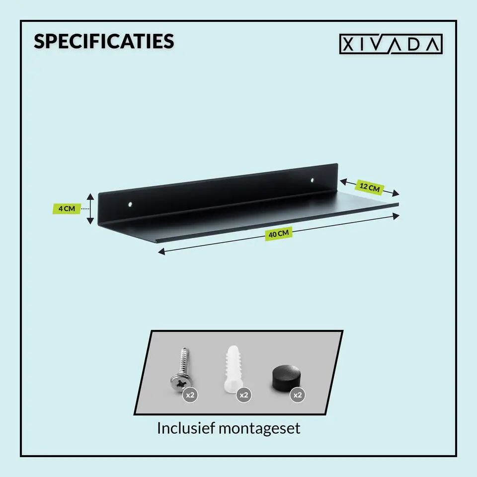 XIVADA Wandrek Rosa - Industrieel - Aluminium - Boren - Zwart