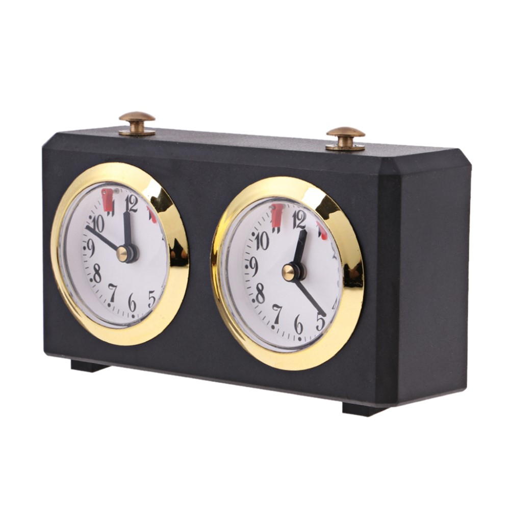Analoge Schachuhr Wettbewerb Countdown Brettspiel Turnier Timer - Schwarz / Gold