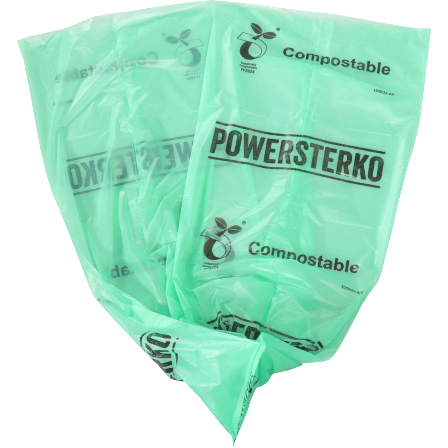 PowerSterko Afvalzak, Bioplastic o.b.v. zetmeelblend, 30l, 50x60cm, 15my, groen