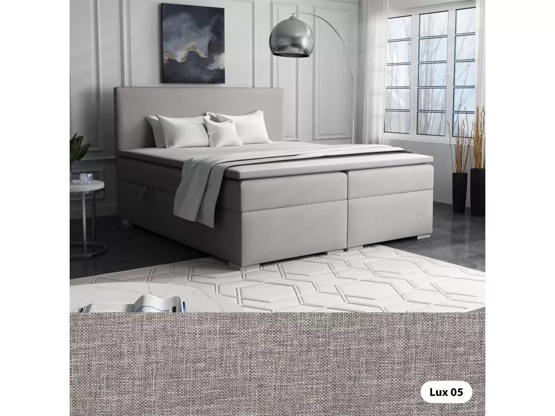 LIT BOXSPRING avec surmatelas Ennis 140x200 cm, Lux 05 (Gris clair)