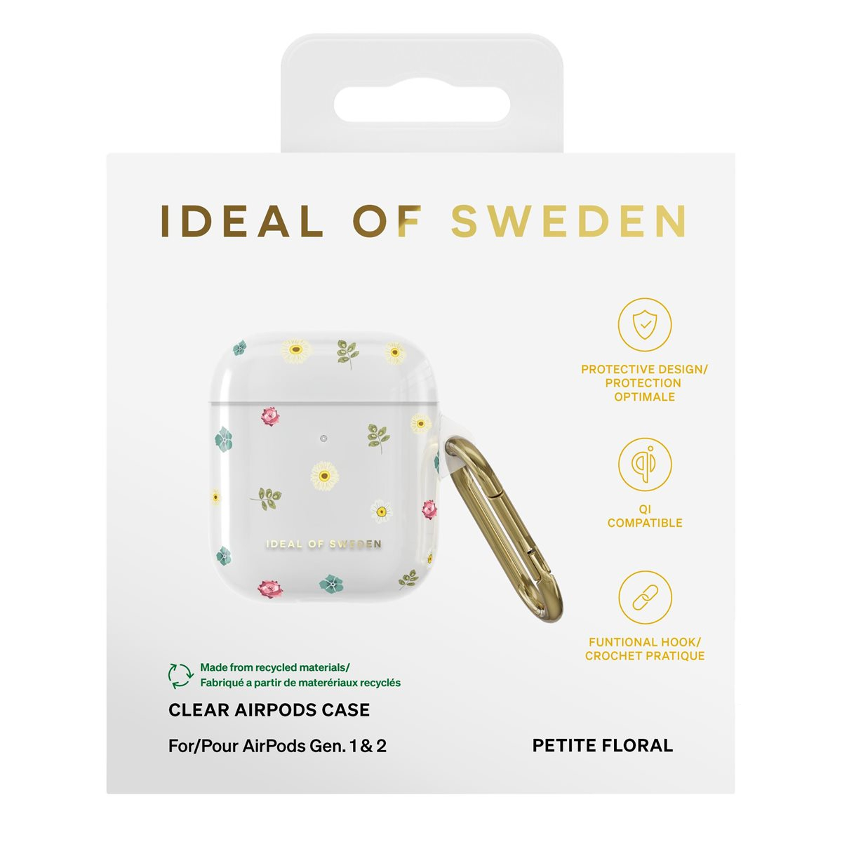 AirPods (1. & 2. Generation) Hardcase Schutzhülle Abdeckung Recycled   Karabinerhaken (IDCLAPC-507) - Petite Floral