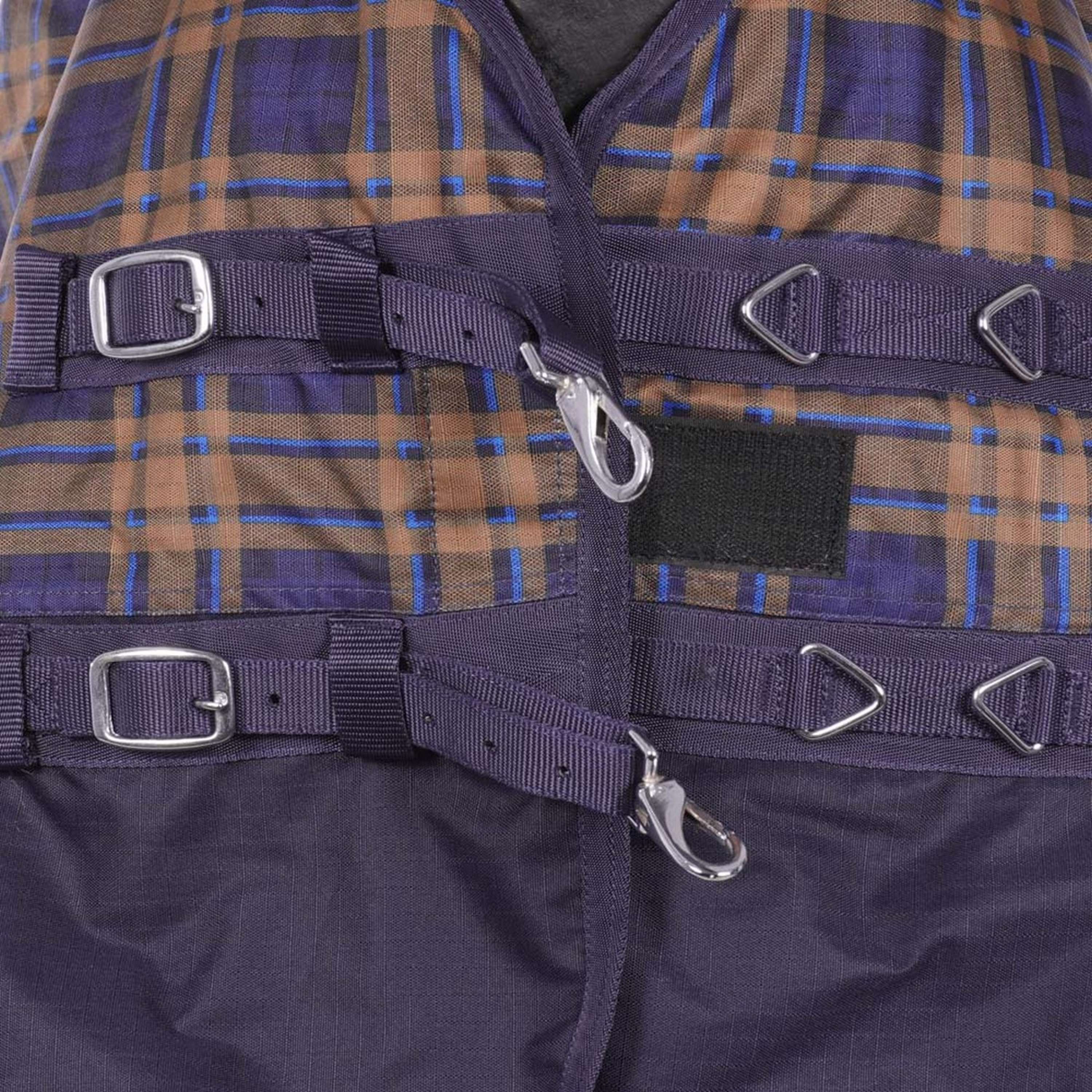 HKM High Neck Deken Providence Karo 1200D 300g Wattenvulling Navy/Brui