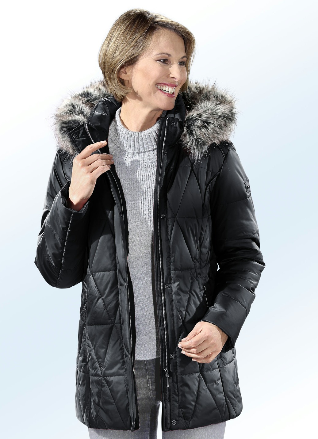 Jacke mit abnehmbarem Kunstpelz-Besatz