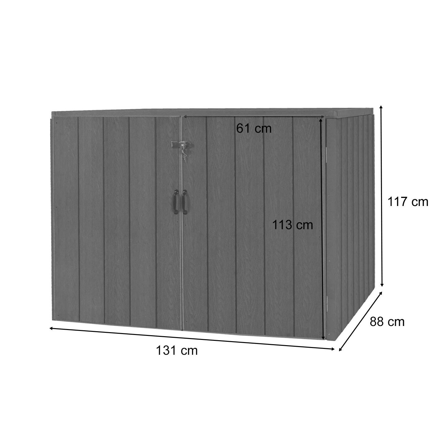 2er WPC-Mülltonnenverkleidung MCW-J28, Premium Mülltonnenbox, Metall Holzoptik, erweiterbar ~ anthrazit