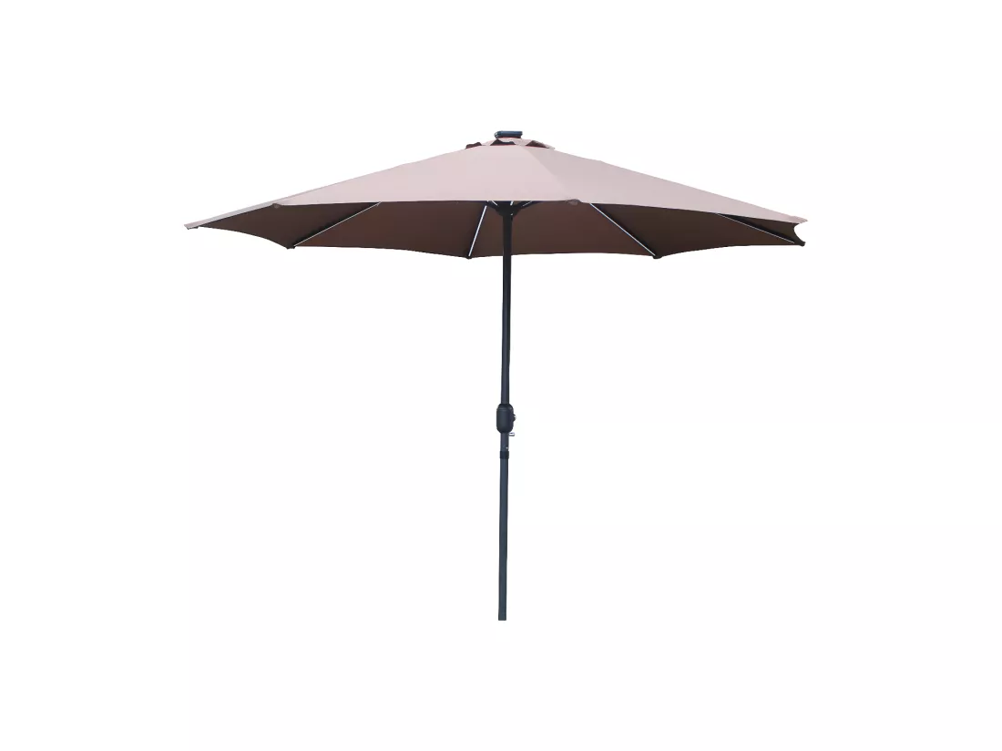 Parasol droit rond led diamètre 2,92 m chocolat MANAROLA