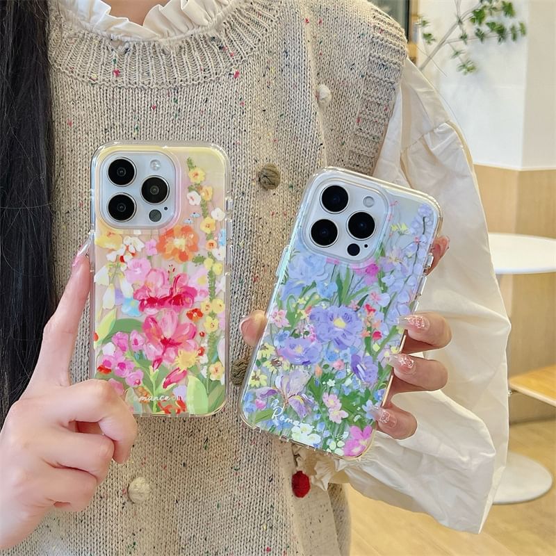 Fonekase - Bloemen telefoonhoesje - Apple iPhone 16 Pro Max / 16 Pro / 16 Plus / 16 / 15 Pro Max / 15 Pro / 15 Plus / 15 / 14 Pro Max / 14 Pro / 14 Plus / 14 / SE / 13 Pro Max / 13 Pro / 13