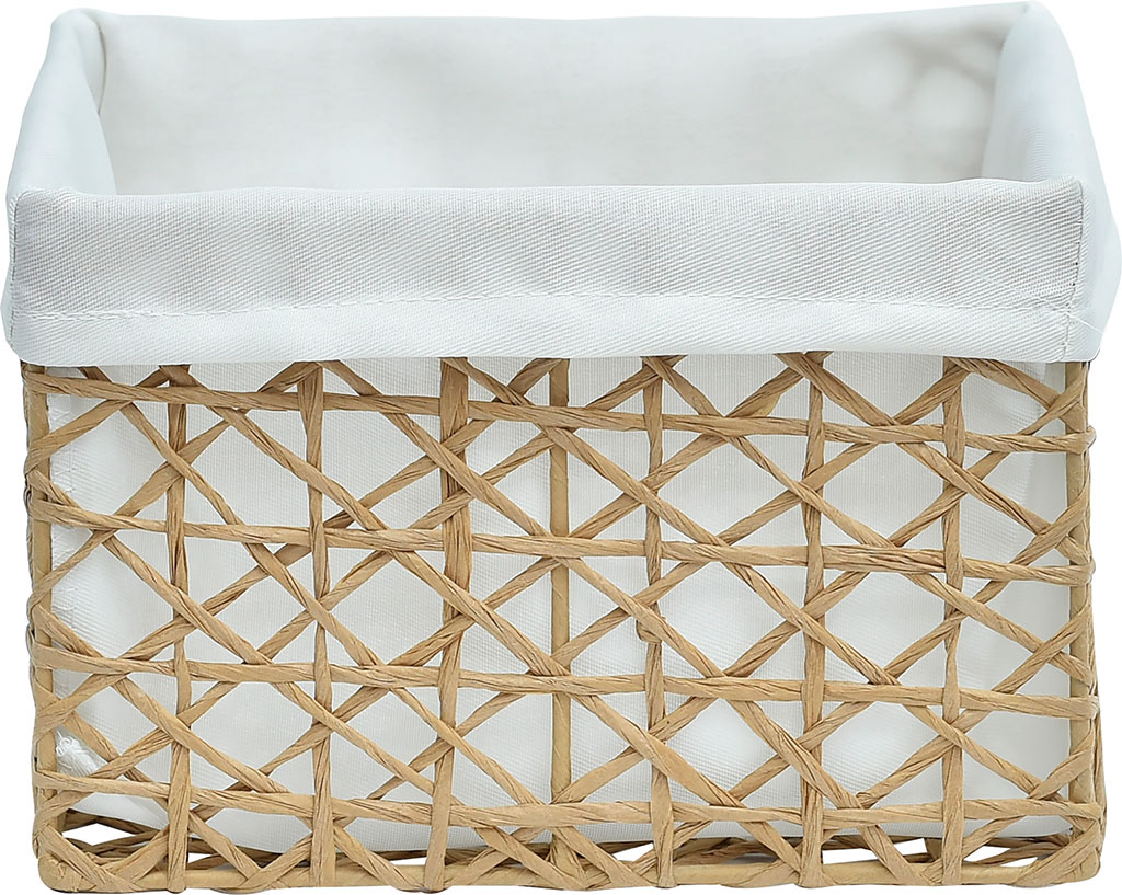 Panier papier ficelle tissu crème 18x14x21cm