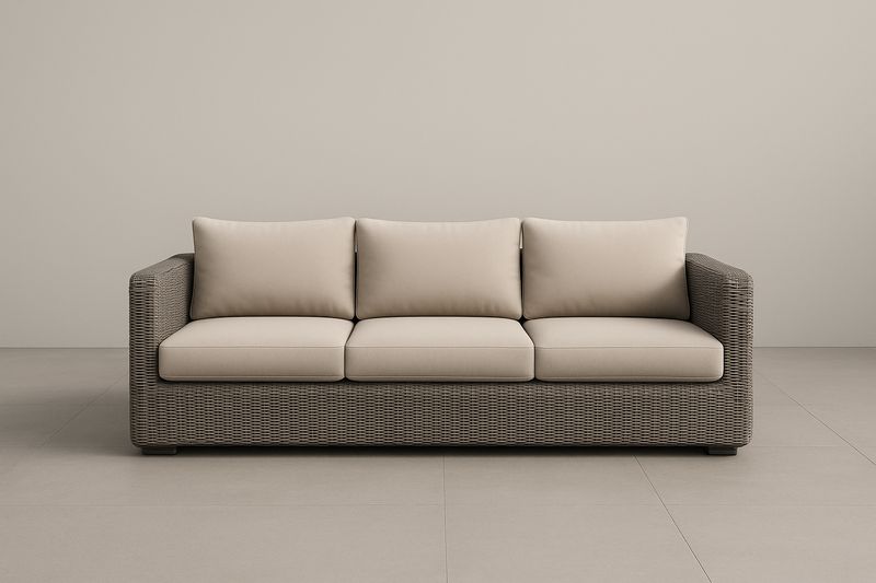 3-Sitzer Rattan-Sofa Polyethylen Beige