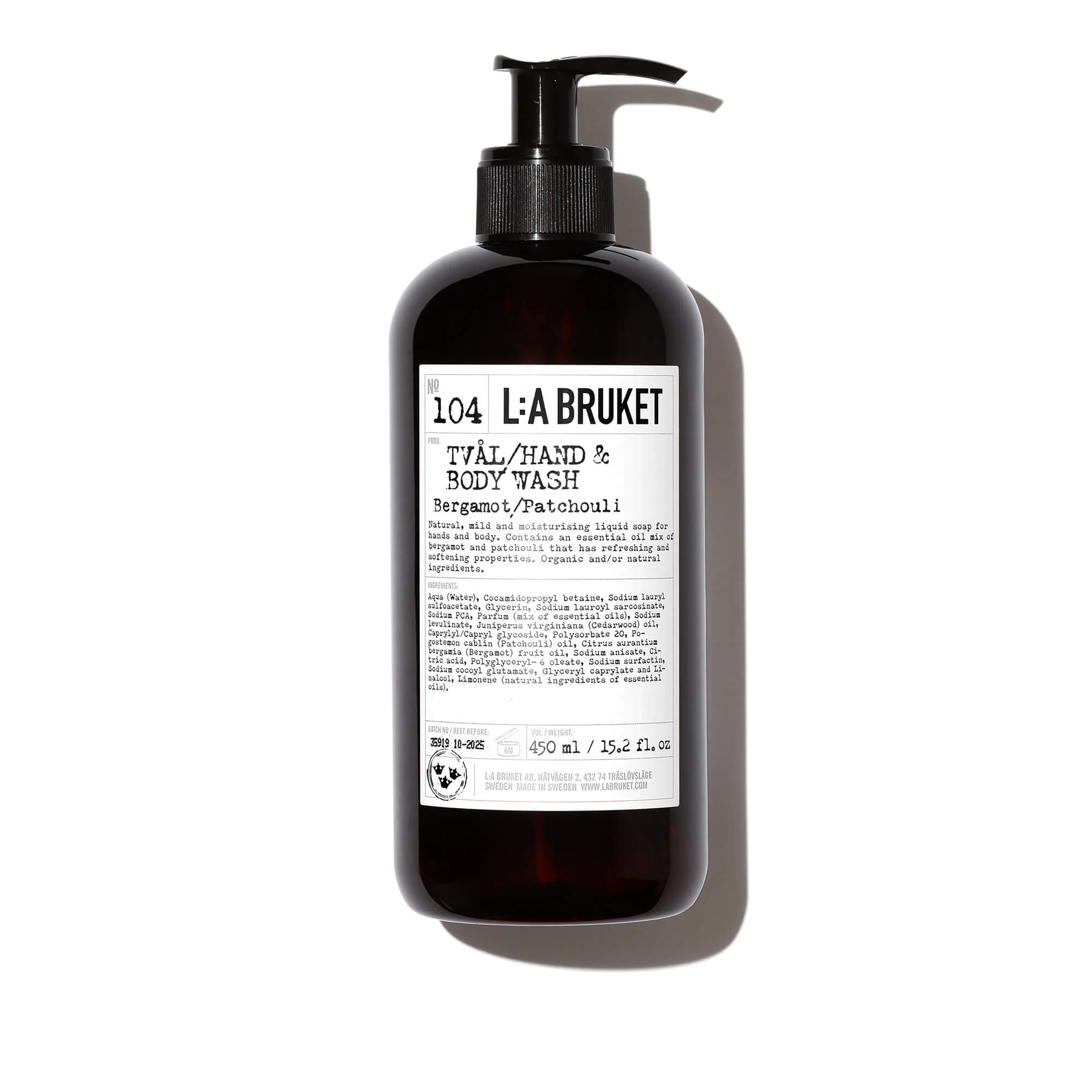 L:a Bruket Hand & Body Wash Nettoyant Bergamote Patchouli 104