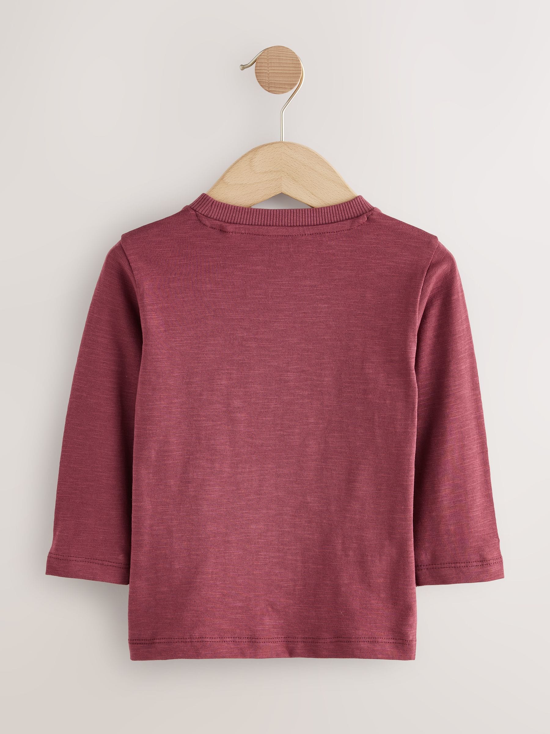 Berry Rood Auto - T-shirt met applicatie en lange mouwen (3 mnd-7 jr)