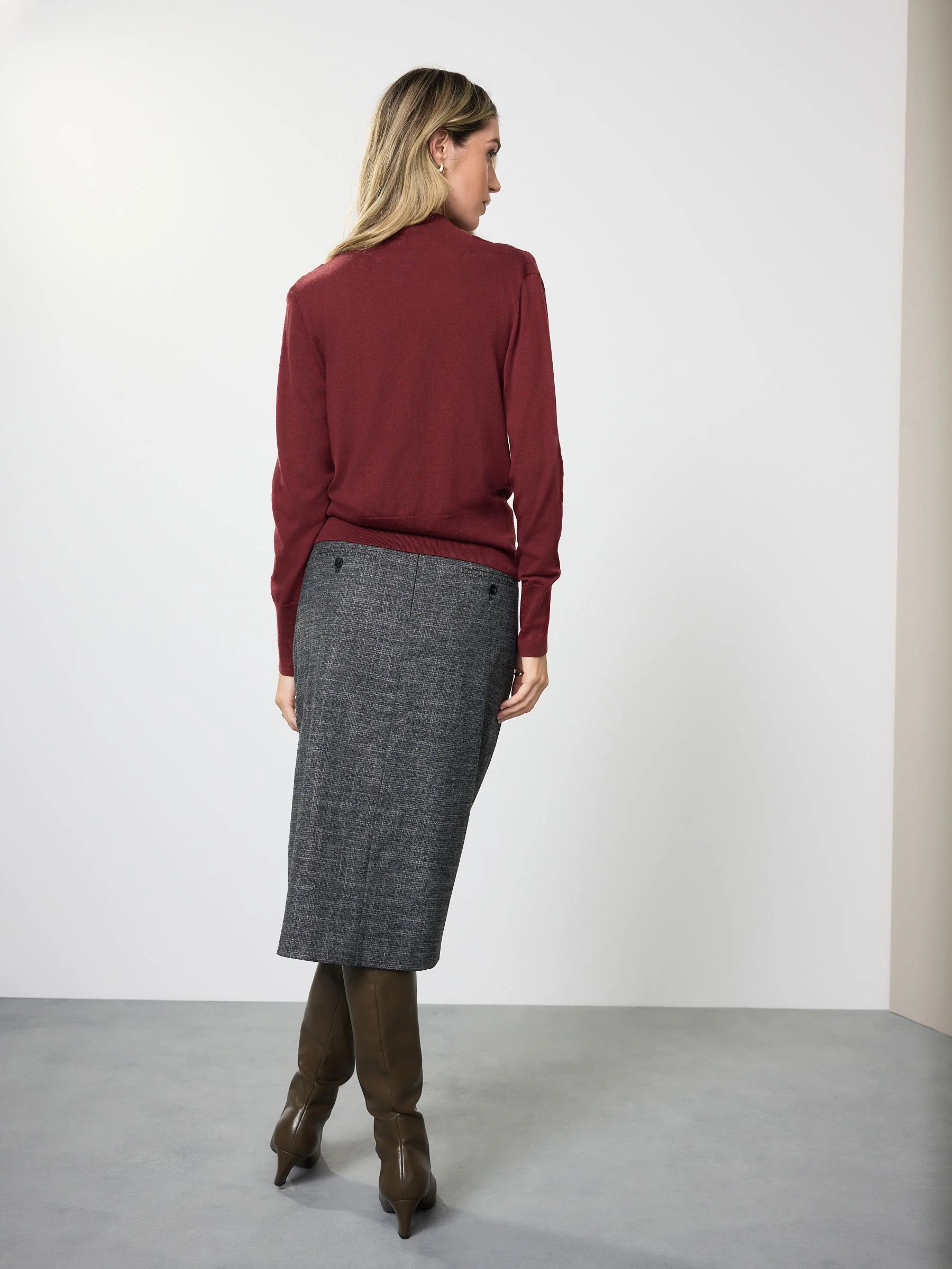 Grijs - Crosshatch Pencil Skirt