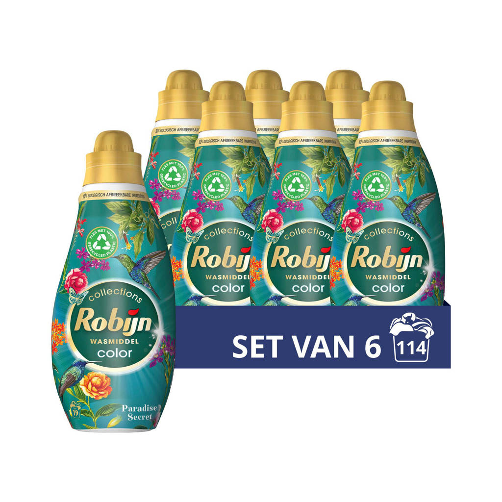 Fijne wasmiddelvloeibaar wasmiddel Color Paradise Secret - 6 x 19 wasbeurten - 114 wasbeurten