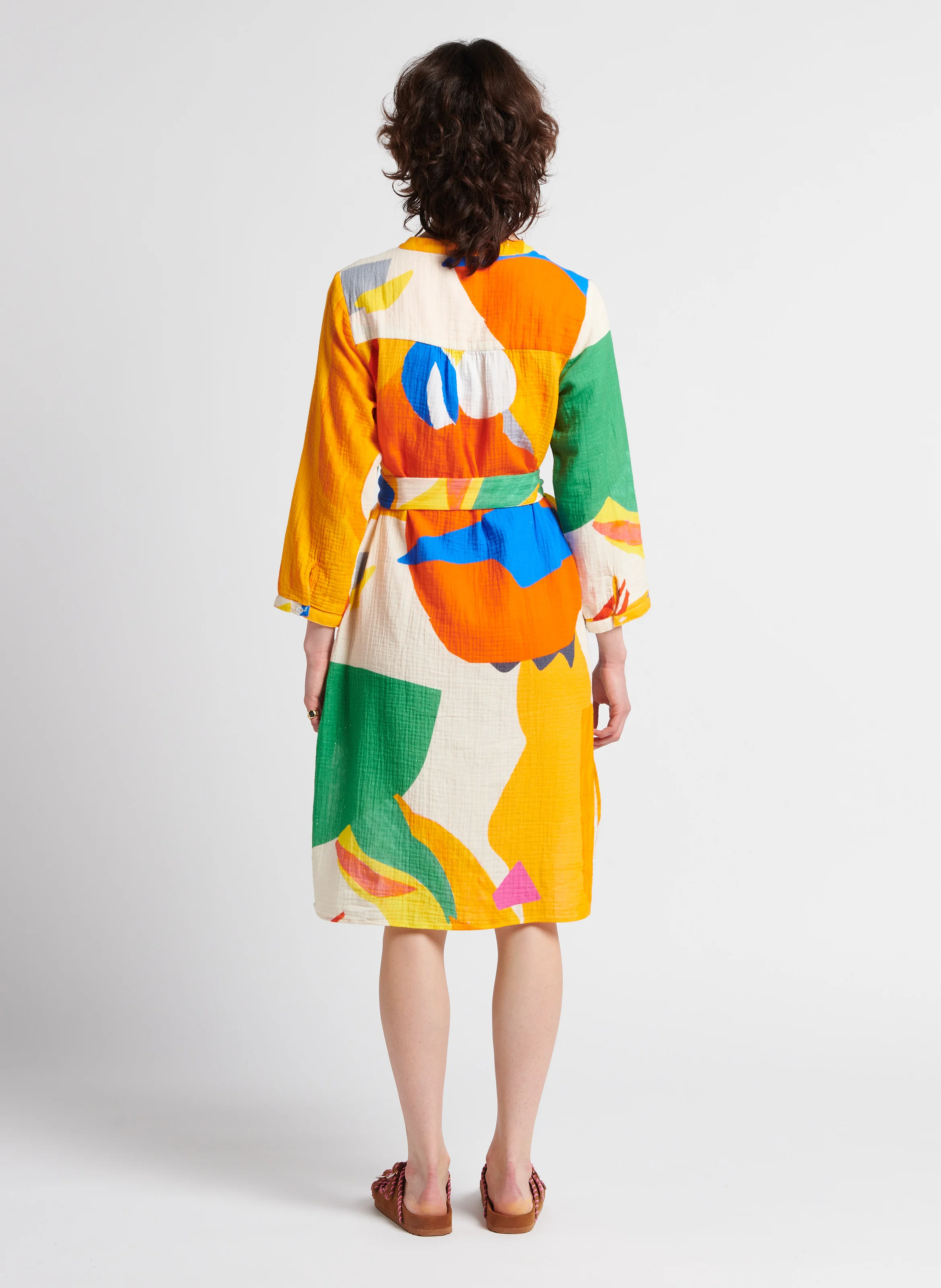 GEOMETRIE JOE - Robe chemise midi imprimée en coton | Multicolore