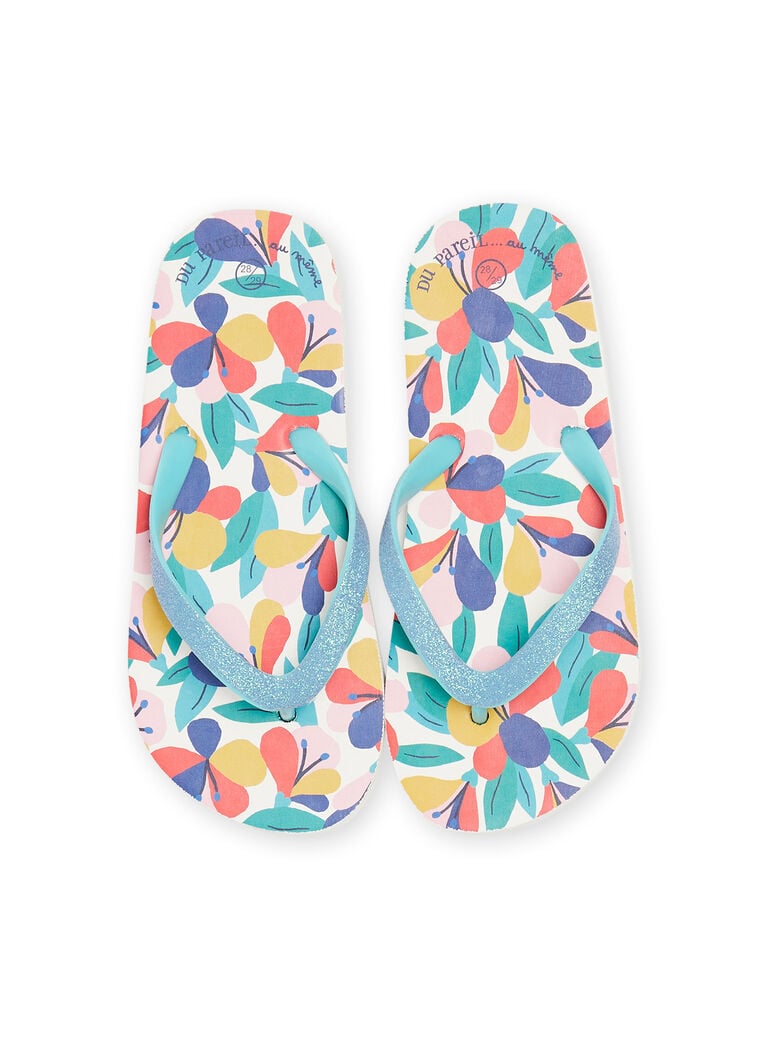 Tongs multicolores à imprimé fleuri enfant fille
