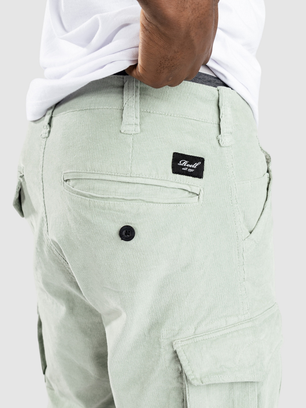 REELL City Cargo Shorts baby cord aqua grey