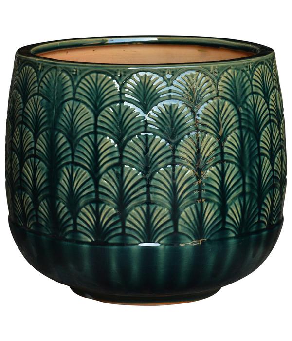Dehner Keramik-Pflanztopf Peacock, rund, grün