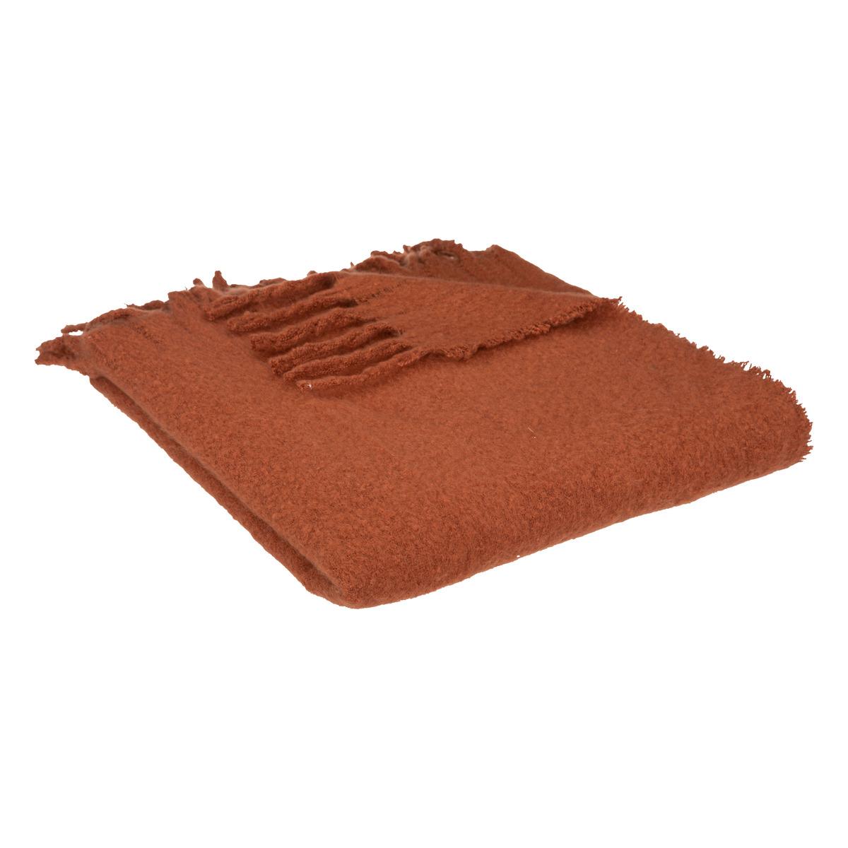 PLAID EFFET MOHAIR KODI TERRACOTTA 130X180CM