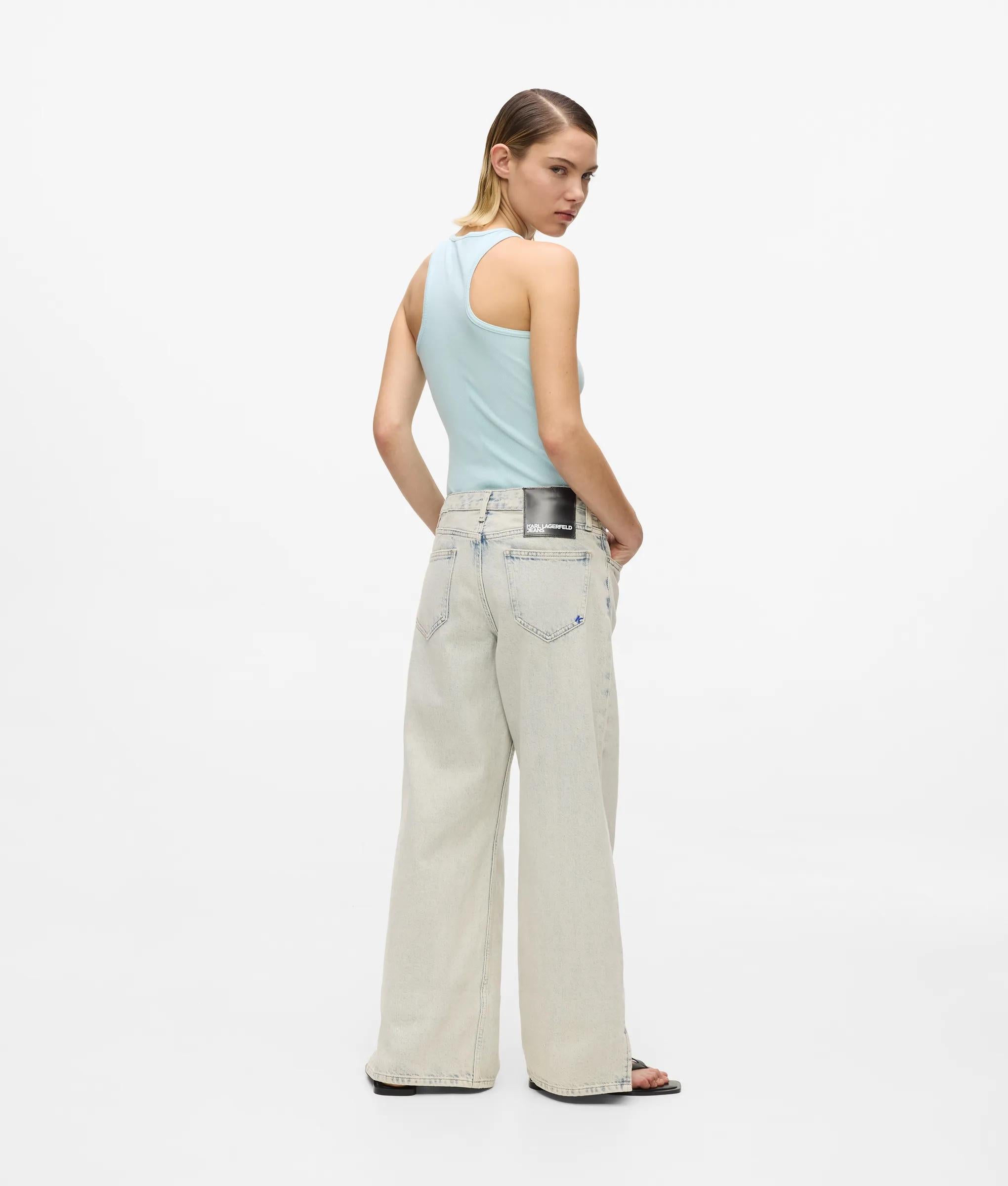 Halfhoge relaxed jeans met split