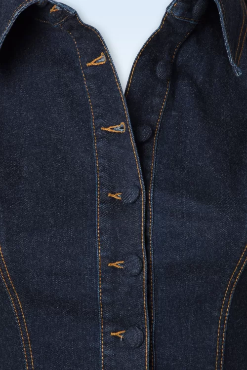 Rock-a-Booty Lisa denim blouse in klassiek blauw