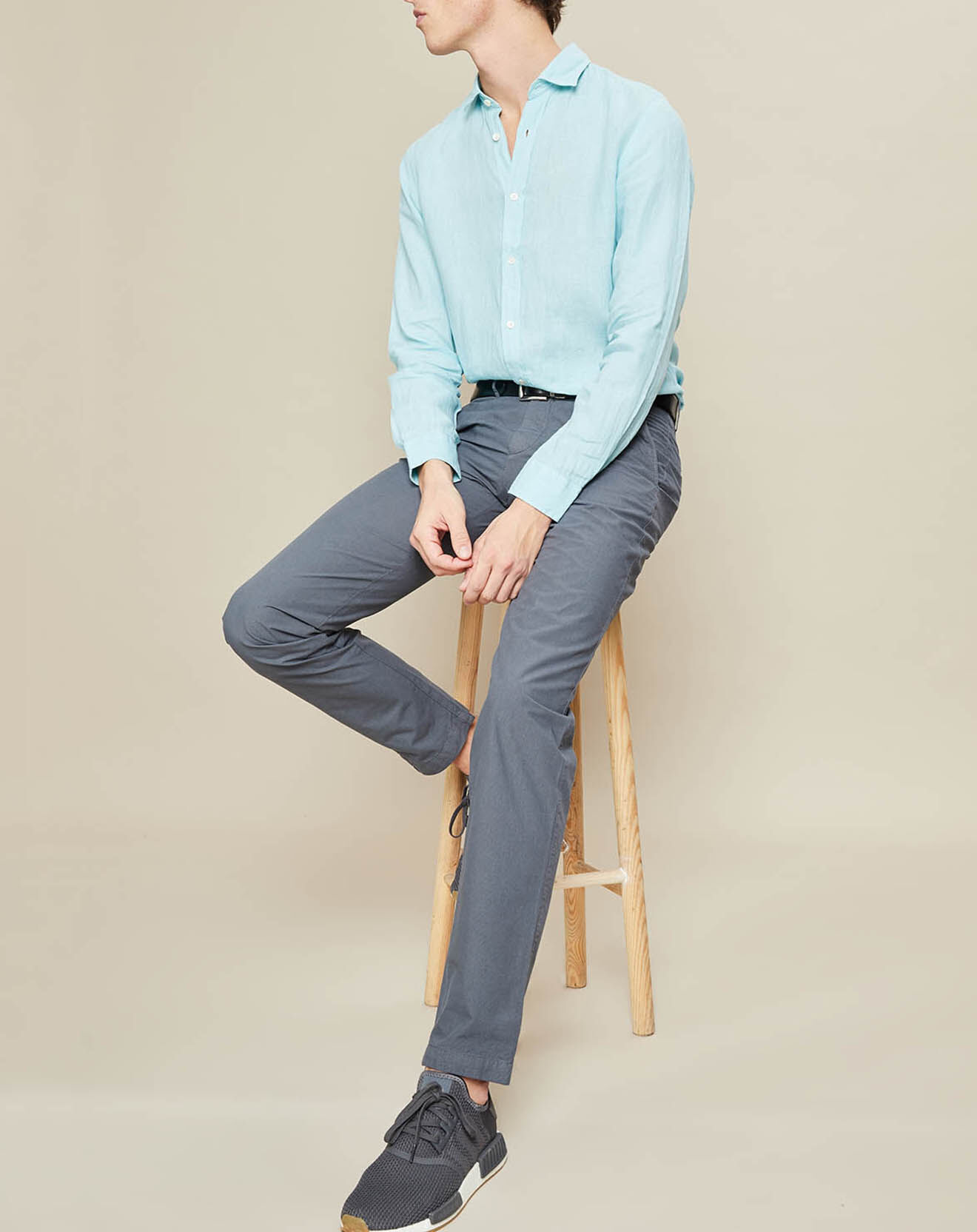 Hartford Chemise 100% Lin slim Sammy Pat aquatic