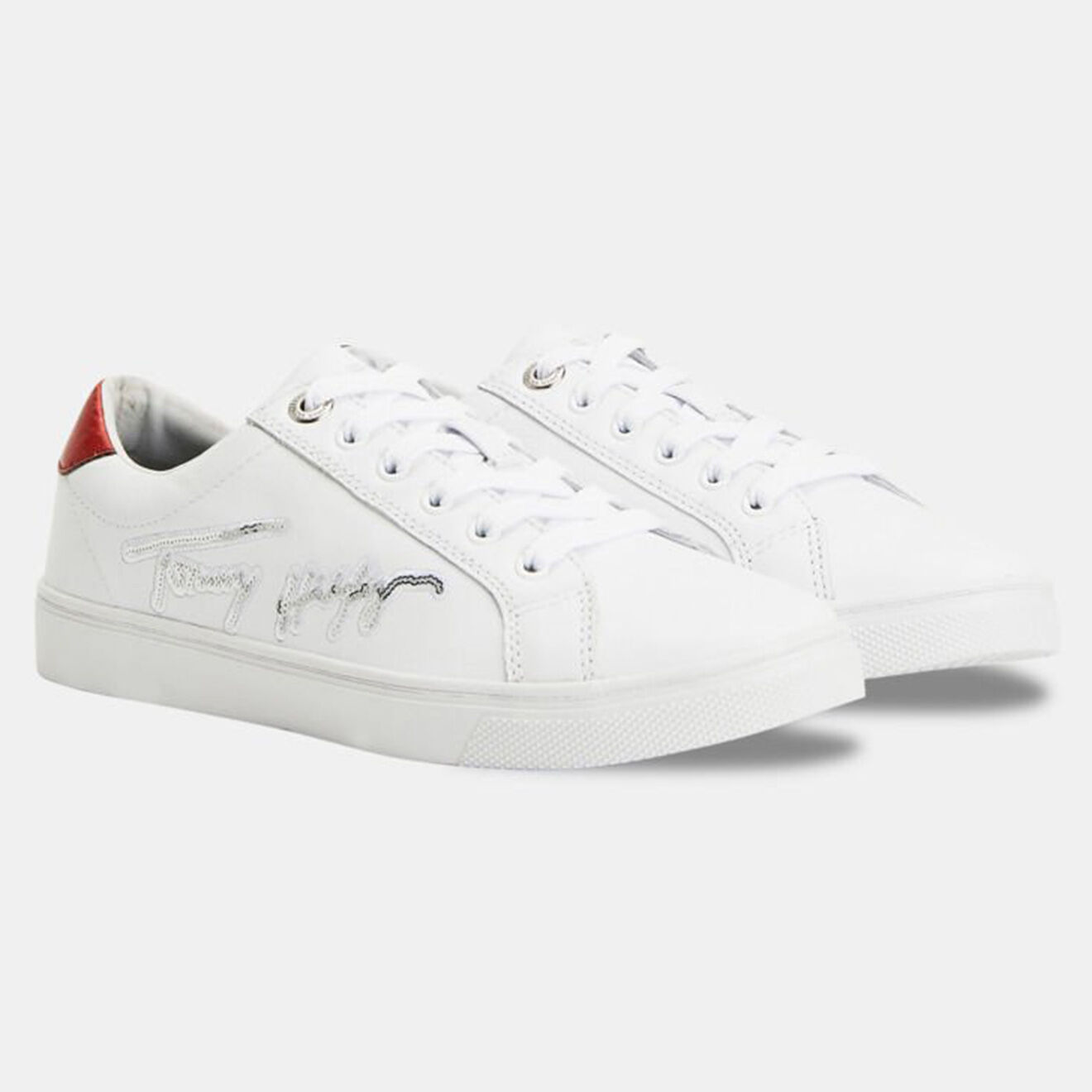 Tommy Hilfiger Baskets en Cuir Signature Sequins blanches