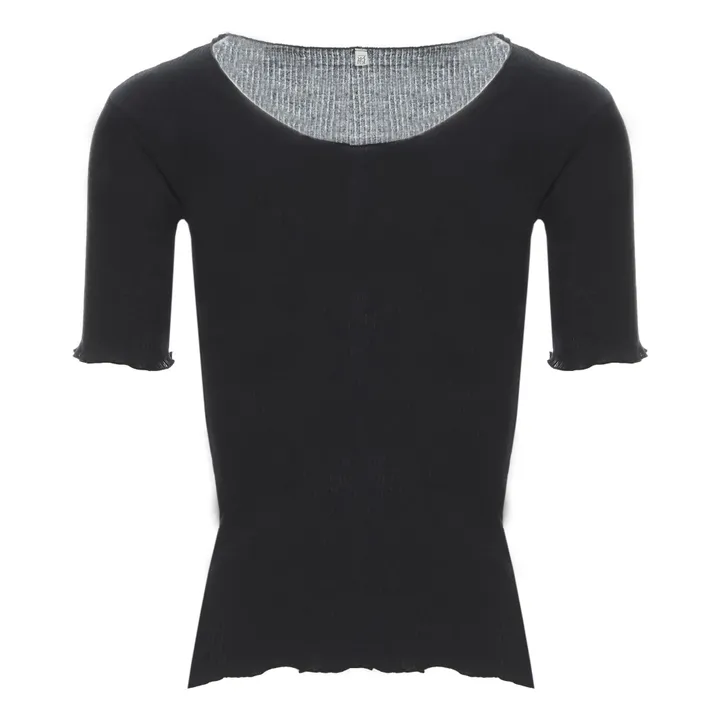 Baserange T-Shirt 3/4 Côtelé Pama Jersey Coton Bio | Noir