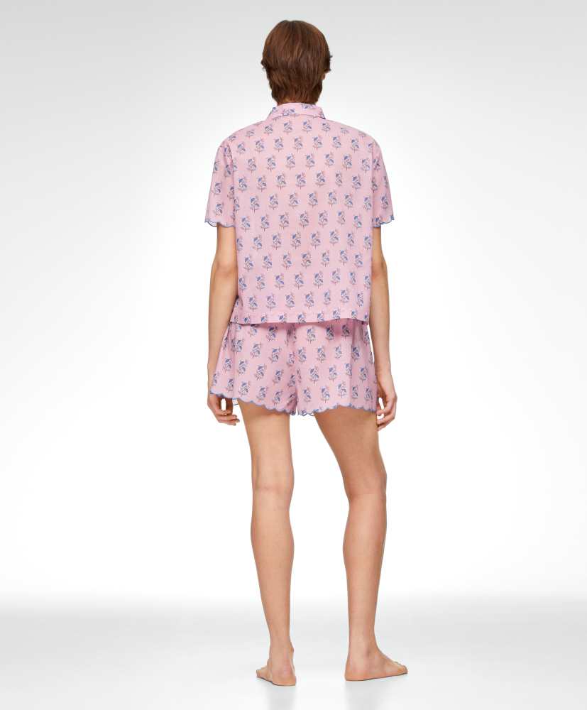 Camisa de manga curta, 100% algodão, estampa floral