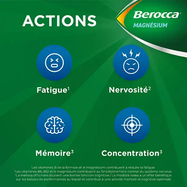 Berocca Magnésio Fadiga/Nervosismo Memória/Concentração Programa Expresso 14 dias 14 sachês