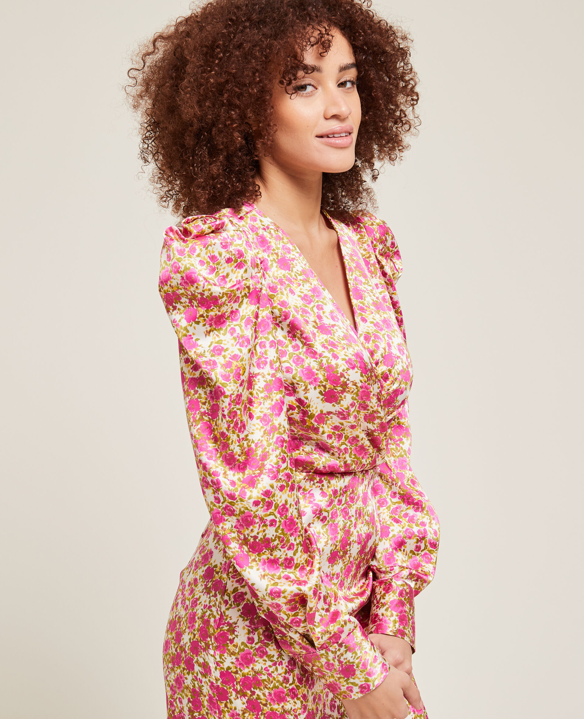 Robe courte tissu satiné - Blanc