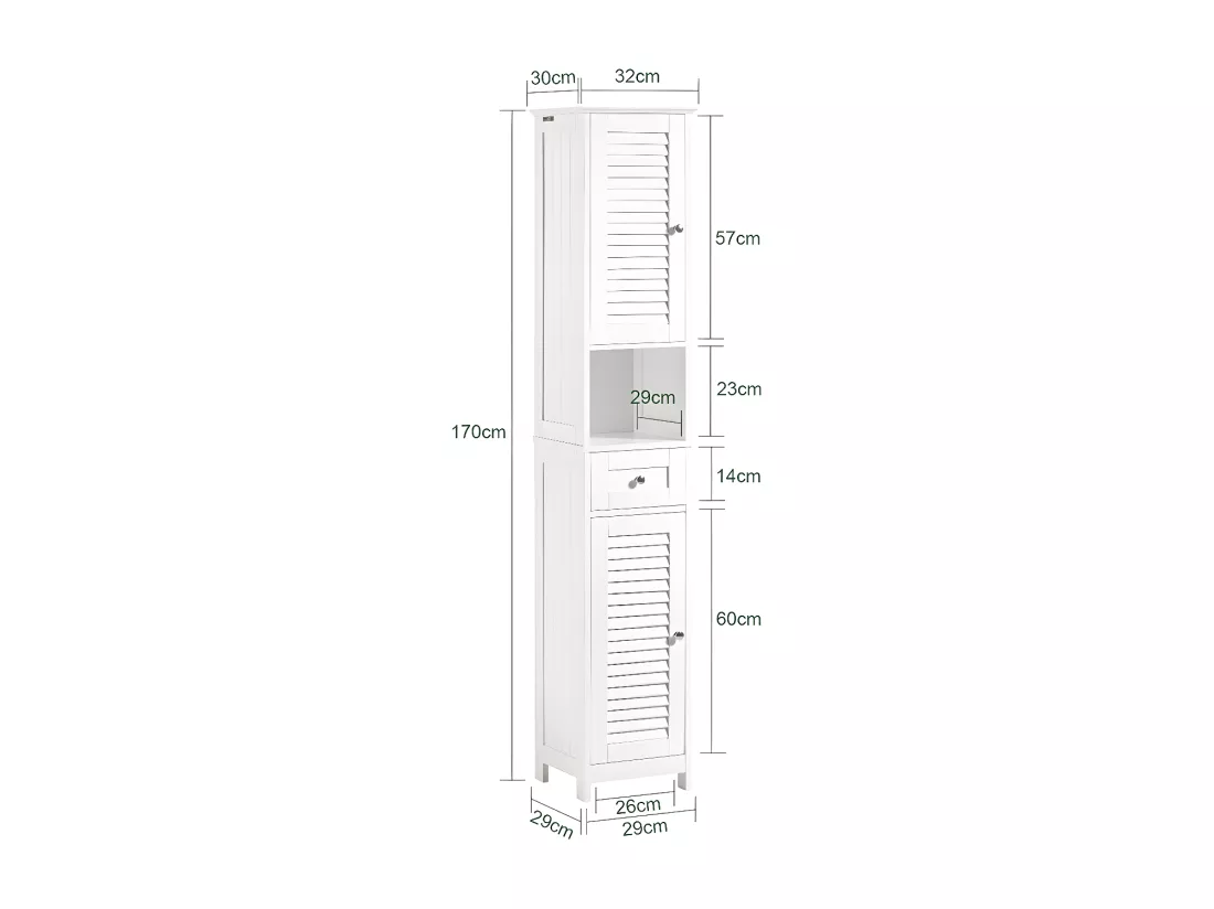Meuble Colonne de Salle de Bain Armoire haute Meuble rangement, FRG236-W