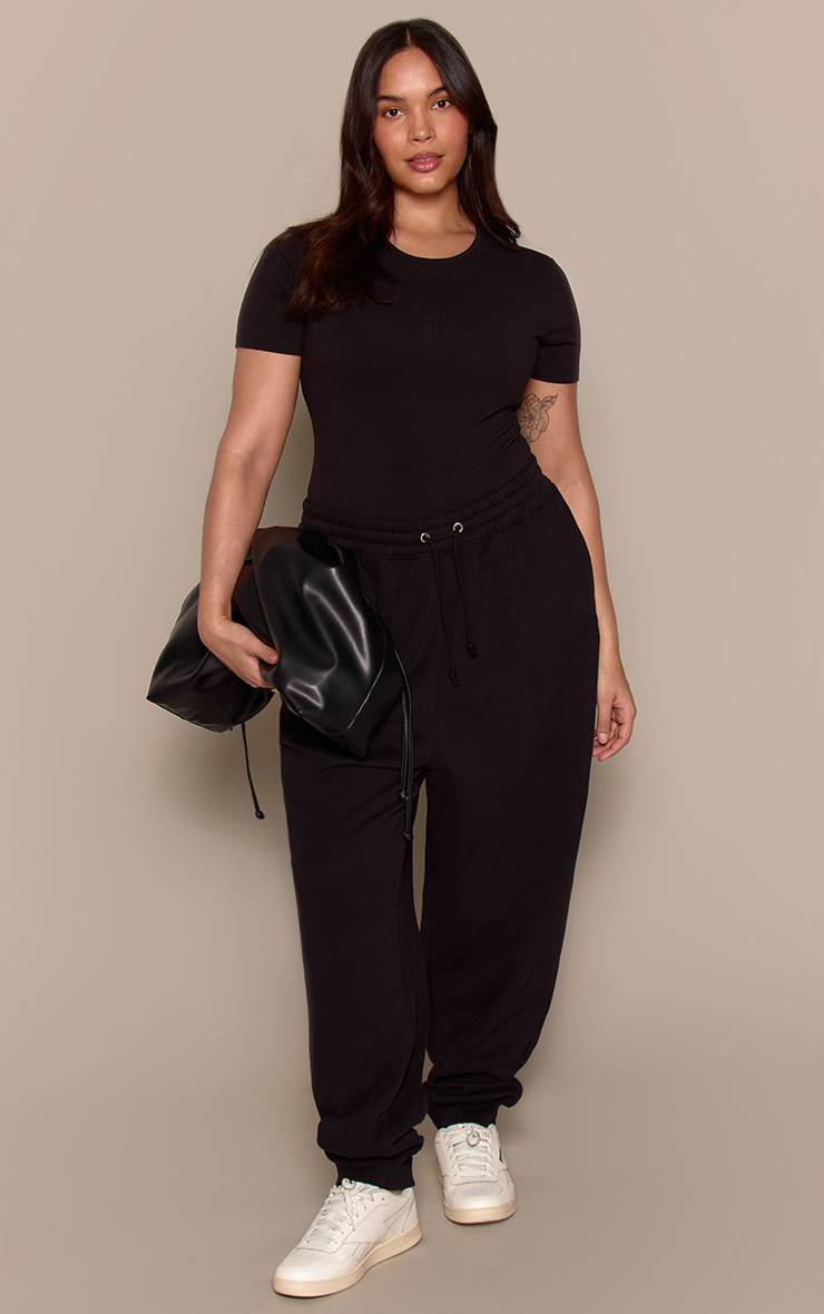 Noir Jogging Grande Taille Avec Logo Embossé
