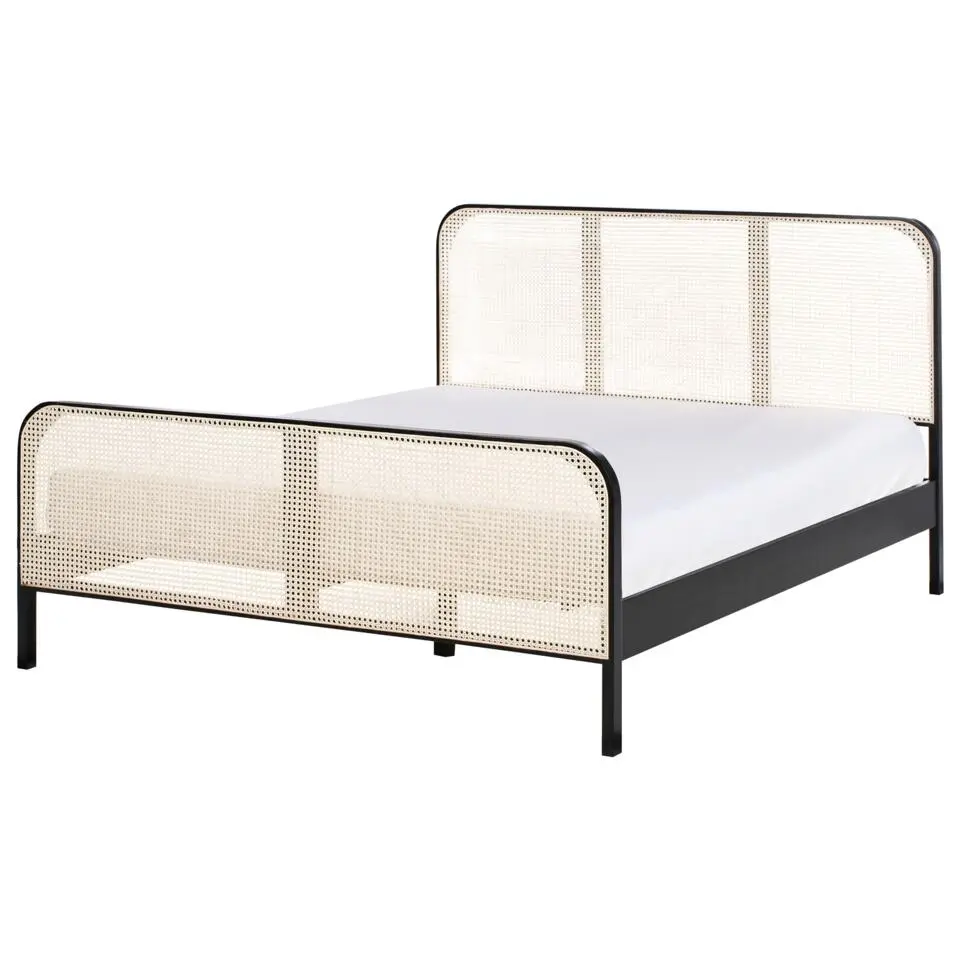 GONFARON - Tweepersoonsbed - Zwart - 160 x 200 cm - Dennenhout