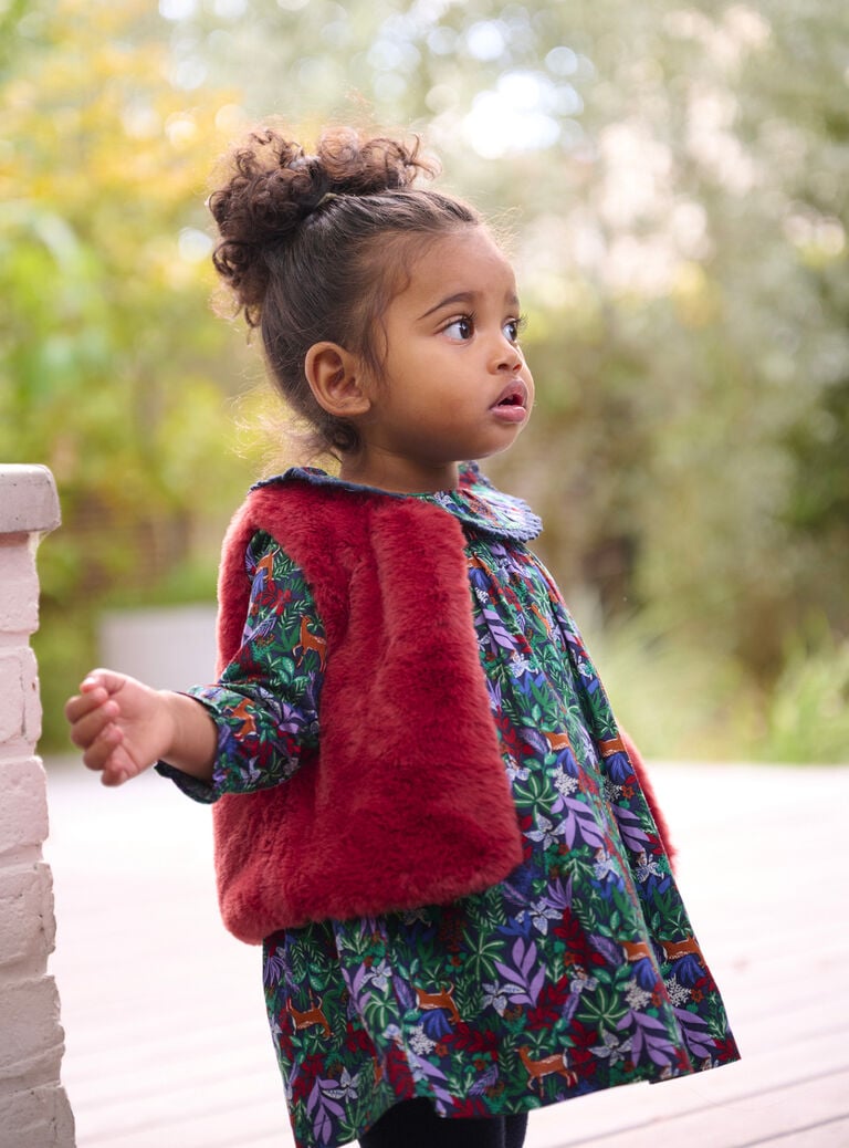Robe fleuri avec manches longues pour bébé fille