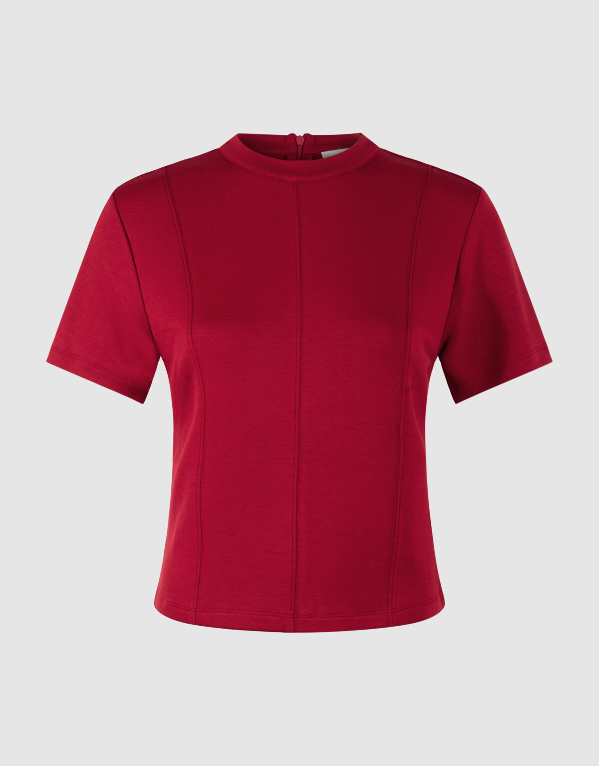 Fitted Cropped T-shirt Donkerrood