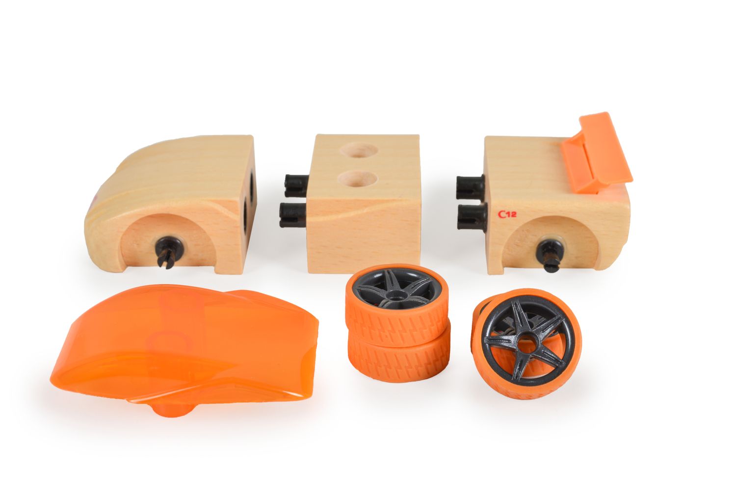 Moni Spielzeugautos Mini aus Buchenholz verschiedene Modelle, ab 4 Jahre orange