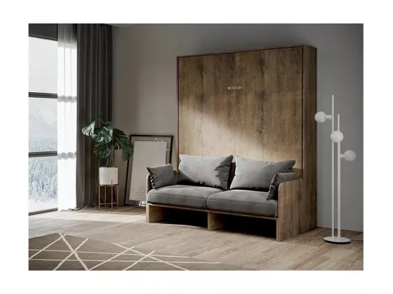Lit escamotable vertical noyer avec canapé tissu Bounto 140x190 de tissu-Couleur Microfibre 04
