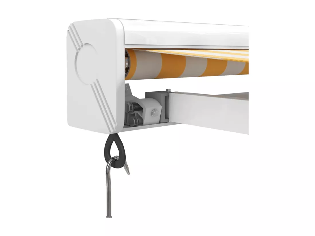 Auvent rétractable jaune et blanc 3x2,5 m tissu et aluminium