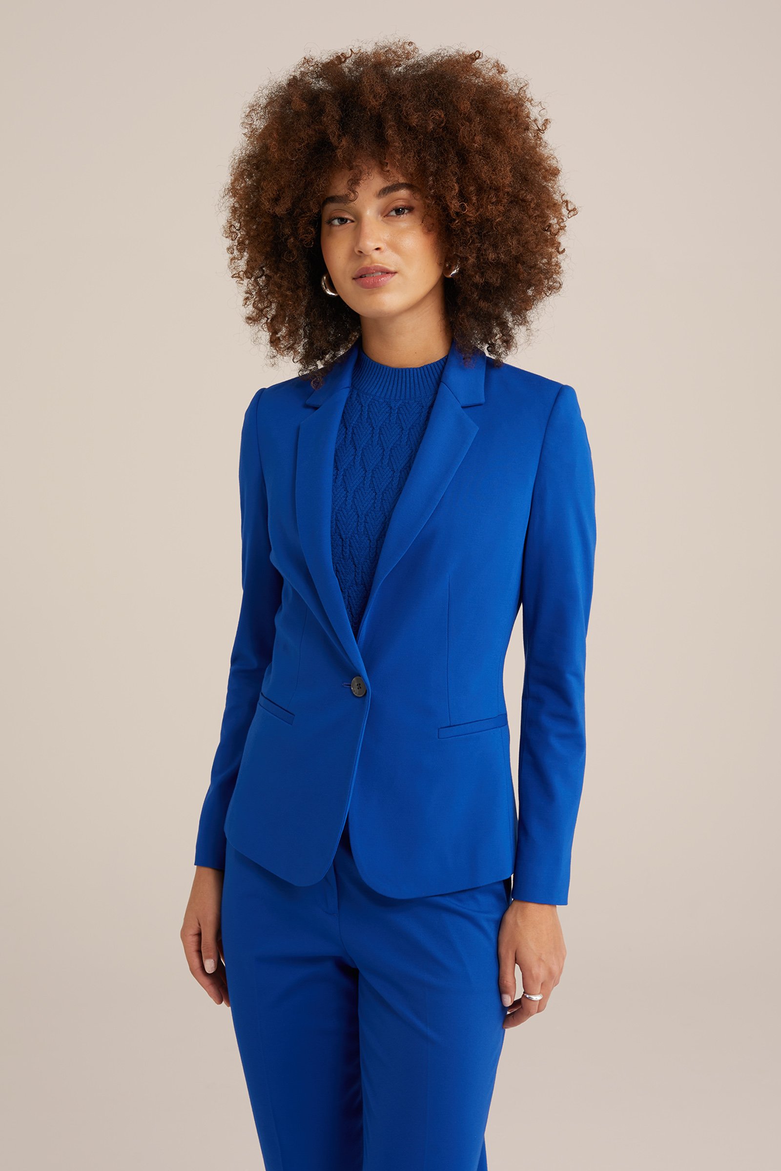 getailleerde jersey-stretch blazer WE Fashion Felblauw