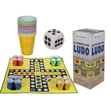 Out of the Blue XXL-Trinkspiel Ludo, mit 16 Trinkbechern und Schaumwürfel